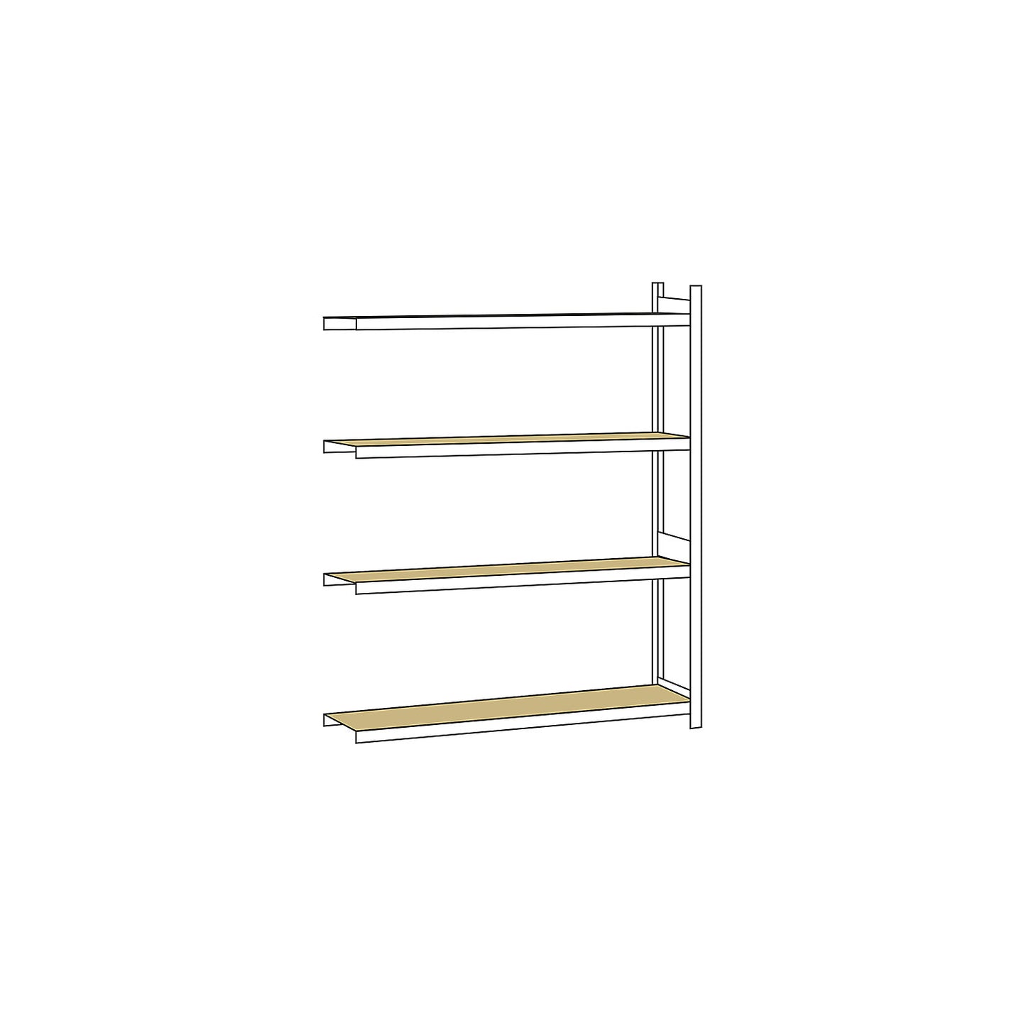 Wide span shelving unit, plug-in, HxWxD 2500 x 2250 x 400 mm, chipboard panels, extension shelf unit.