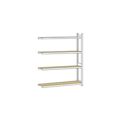 Wide span shelving unit, plug-in, HxWxD 2500 x 2250 x 400 mm, chipboard panels, extension shelf unit.