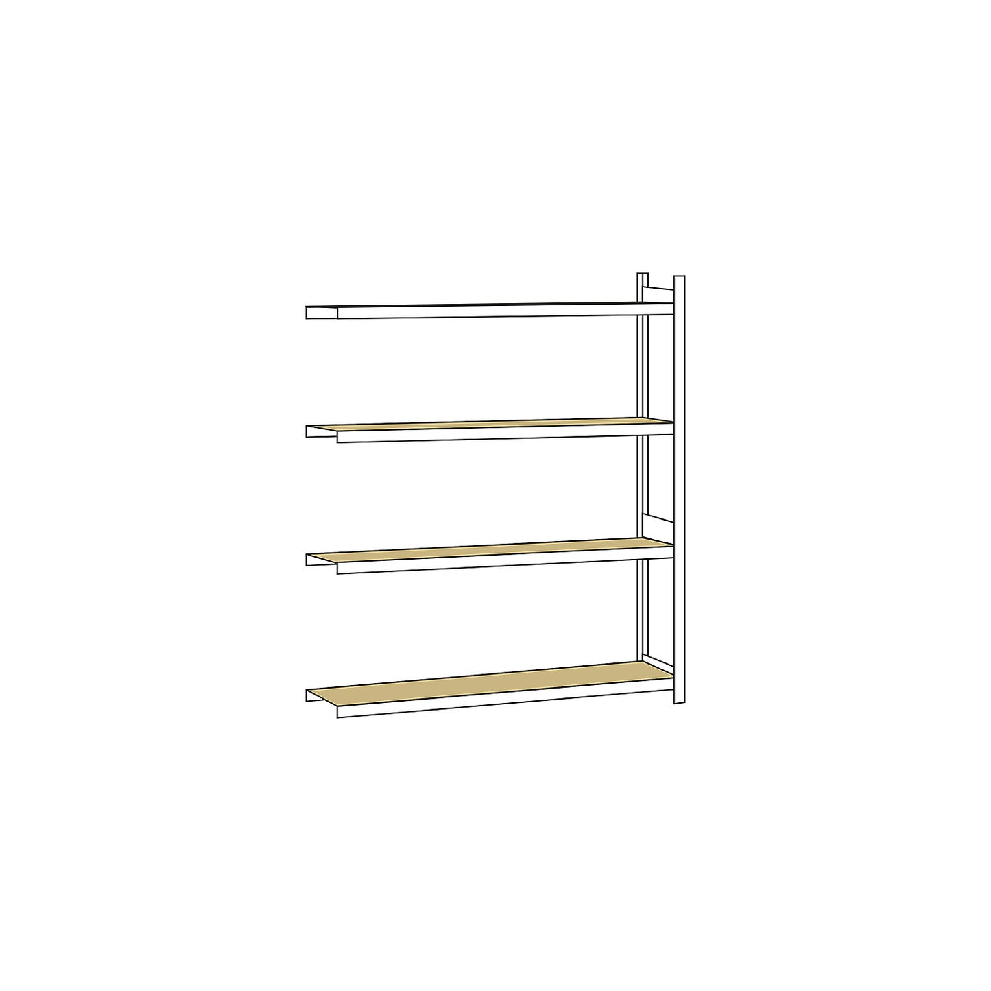 Wide span shelving unit, plug-in, HxWxD 2500 x 2500 x 400 mm, chipboard panels, extension shelf unit.