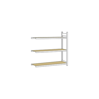 Wide span shelving unit, plug-in, HxWxD 2000 x 2000 x 600 mm, chipboard panels, extension shelf unit.