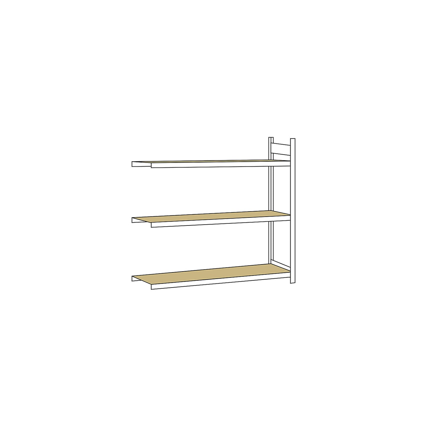 Wide span shelving unit, plug-in, HxWxD 2000 x 2250 x 600 mm, chipboard panels, extension shelf unit.