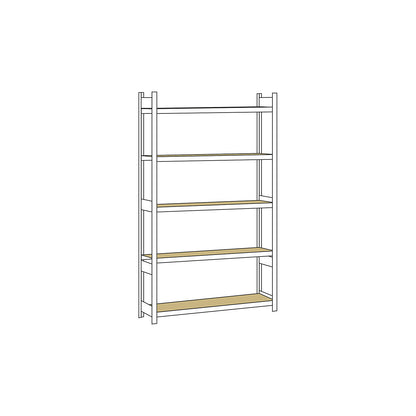 Wide span shelving unit, plug-in, HxWxD 3000 x 1500 x 400 mm, chipboard panels, standard shelf unit.