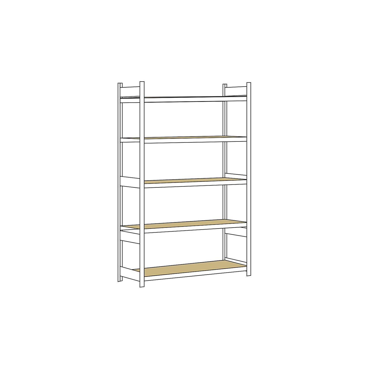 Wide span shelving unit, plug-in, HxWxD 3000 x 1500 x 800 mm, chipboard panels, standard shelf unit.