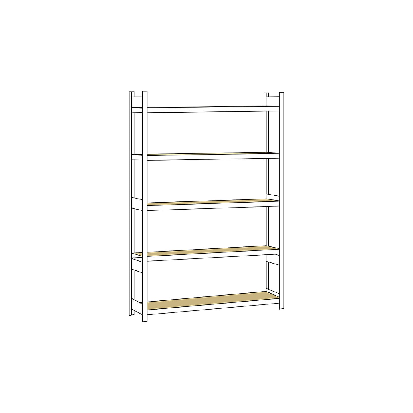 Wide span shelving unit, plug-in, HxWxD 3000 x 2250 x 400 mm, chipboard panels, standard shelf unit.