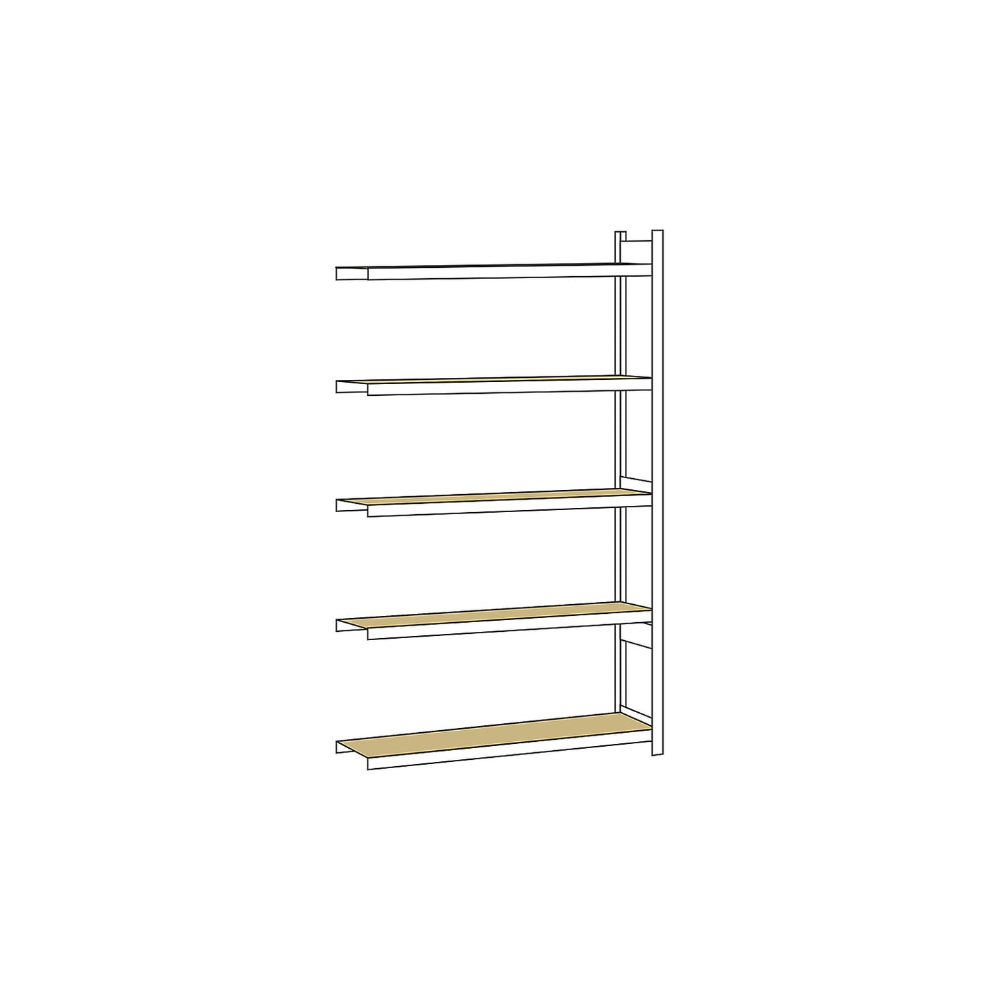 Wide span shelving unit, plug-in, HxWxD 3000 x 1500 x 400 mm, chipboard panels, extension shelf unit.
