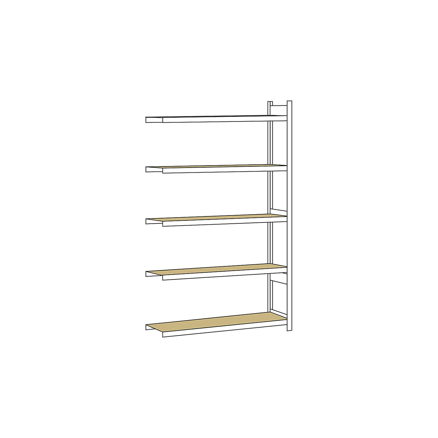 Wide span shelving unit, plug-in, HxWxD 3000 x 1500 x 500 mm, chipboard panels, extension shelf unit.