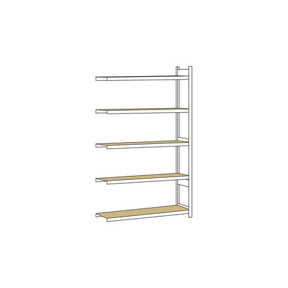 Wide span shelving unit, plug-in, HxWxD 3000 x 1500 x 500 mm, chipboard panels, extension shelf unit.