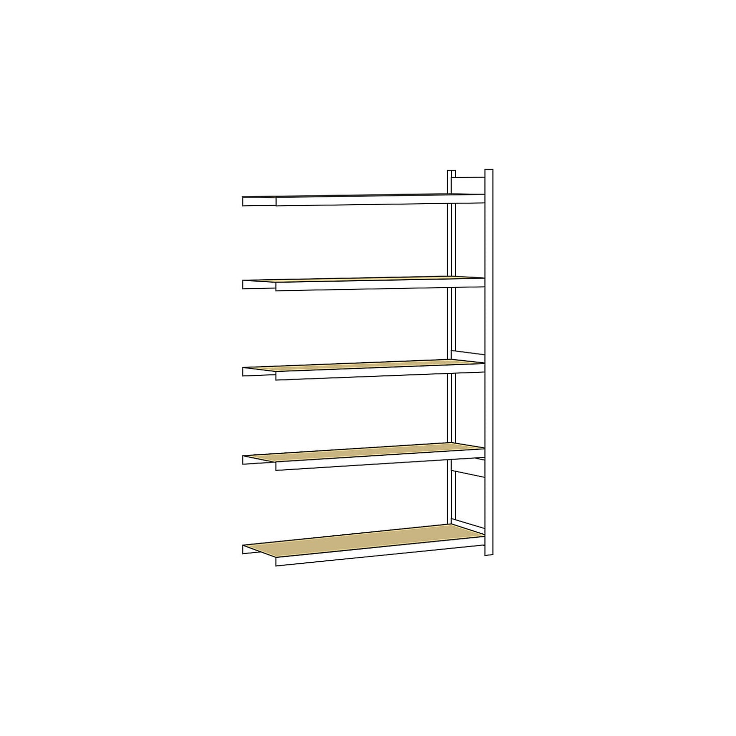Wide span shelving unit, plug-in, HxWxD 3000 x 1500 x 600 mm, chipboard panels, extension shelf unit.