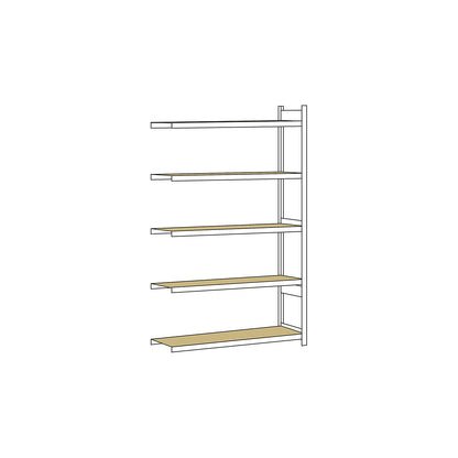 Wide span shelving unit, plug-in, HxWxD 3000 x 1500 x 600 mm, chipboard panels, extension shelf unit.