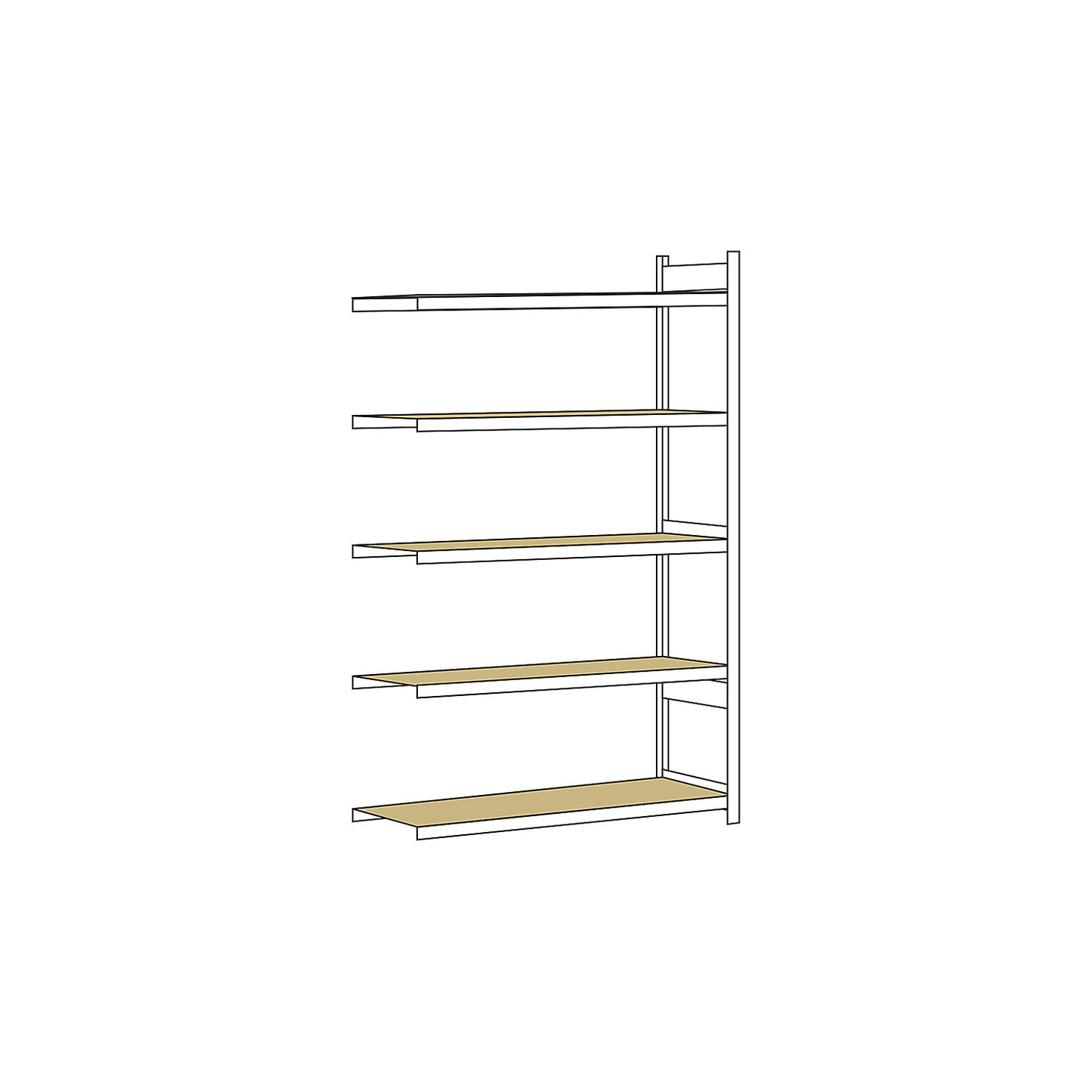 Wide span shelving unit, plug-in, HxWxD 3000 x 1500 x 800 mm, chipboard panels, extension shelf unit.