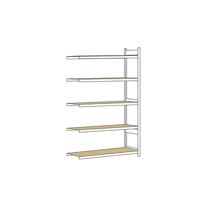 Wide span shelving unit, plug-in, HxWxD 3000 x 1500 x 800 mm, chipboard panels, extension shelf unit.