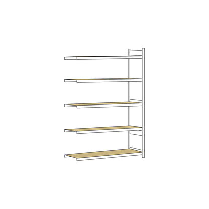 Wide span shelving unit, plug-in, HxWxD 3000 x 2000 x 800 mm, chipboard panels, extension shelf unit.