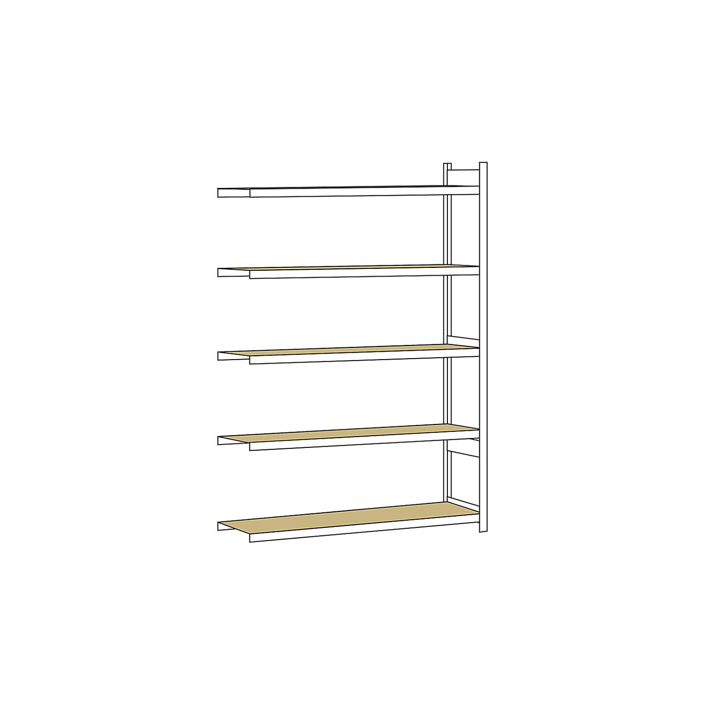 Wide span shelving unit, plug-in, HxWxD 3000 x 2250 x 600 mm, chipboard panels, extension shelf unit.