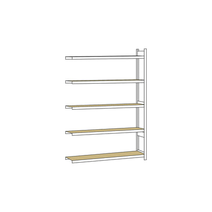 Wide span shelving unit, plug-in, HxWxD 3000 x 2500 x 400 mm, chipboard panels, extension shelf unit.