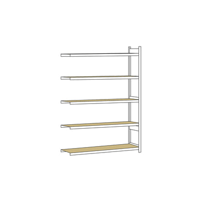 Wide span shelving unit, plug-in, HxWxD 3000 x 2500 x 600 mm, chipboard panels, extension shelf unit.