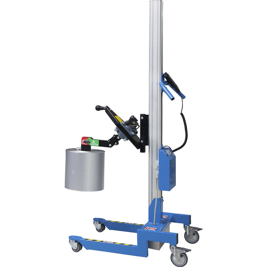 Steel mini-lifter, mobile, max. load 120 kg, height 2182 mm.