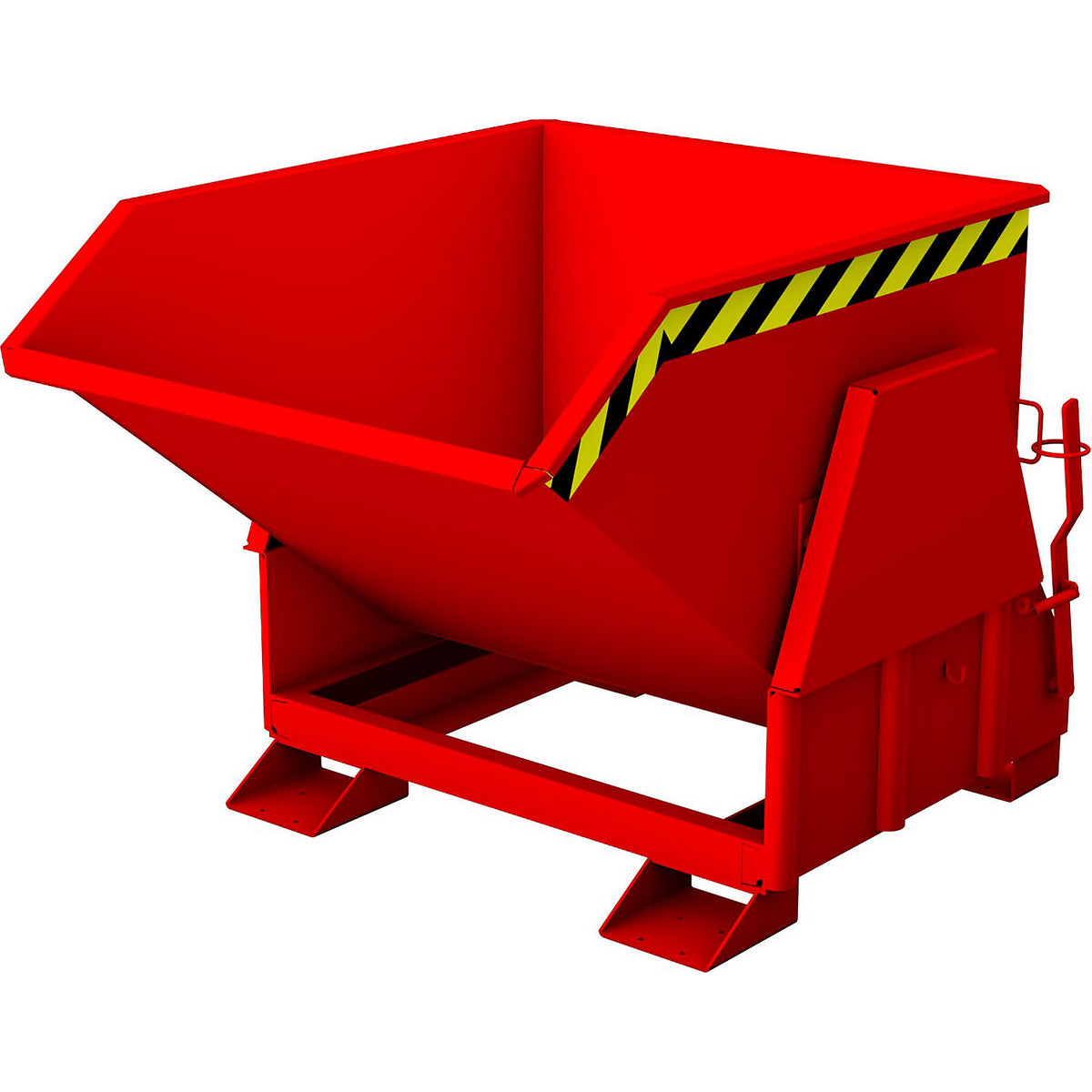 Tilting skip, standard overall height, without wheels, capacity 0.8 m³, painted red RAL 3000.