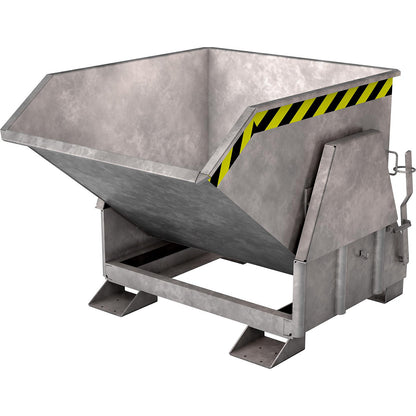 Tilting skip, standard overall height, without wheels, capacity 1.2 m³, hot dip galvanised.