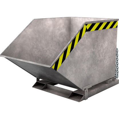 Tilting skip with tilting mechanism, box-shaped, capacity 0.6 m³, hot dip galvanised in accordance with EN ISO 1461.