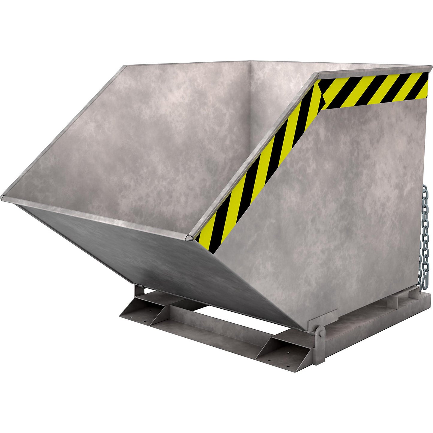 Tilting skip with tilting mechanism, box-shaped, capacity 0.8 m³, hot dip galvanised in accordance with EN ISO 1461.