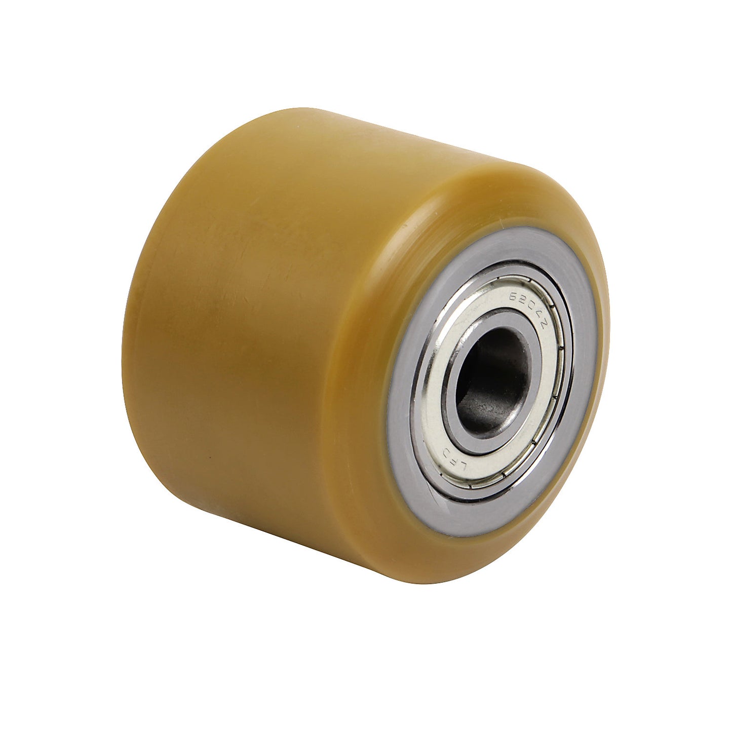 Fork roller, polyurethane, installation length 64 mm, roller width 60 mm, axle Ø 15 mm.