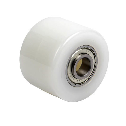 Fork roller, nylon, installation length 64 mm, roller width 60 mm, axle Ø 20 mm.