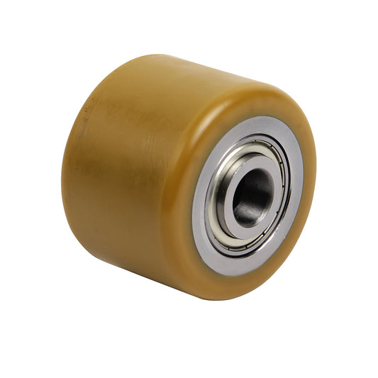 Fork roller, polyurethane, installation length 64 mm, roller width 60 mm, axle Ø 20 mm.