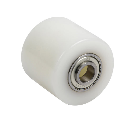 Fork roller, nylon, length 82 mm, roller width 75 mm.