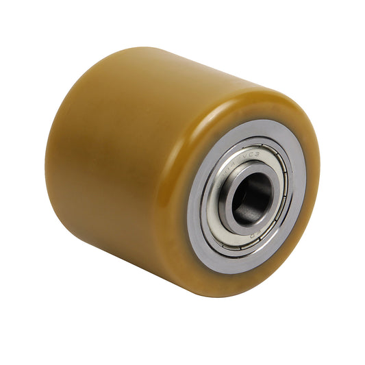 Fork roller, polyurethane, length 82 mm, roller width 75 mm.
