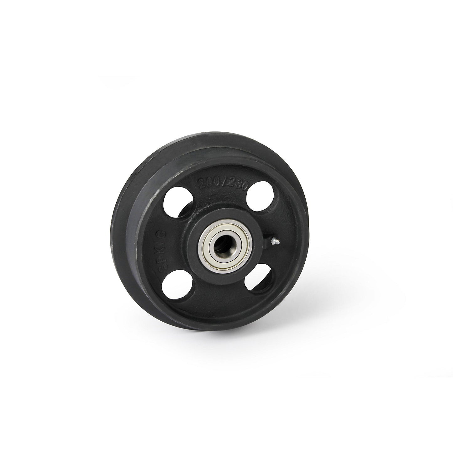 Grey cast iron wheel with flange, ball bearings, wheel Ø with flange 210 mm.