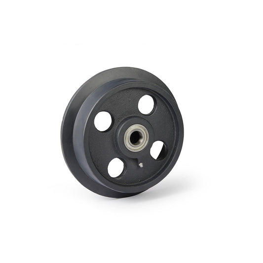 Grey cast iron wheel with flange, ball bearings, wheel Ø with flange 300 mm, max. load 2000 kg.