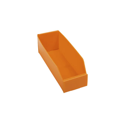 Plastic shelf bin, folding, LxWxH 300x100x100 mm, orange, pack of 25.
