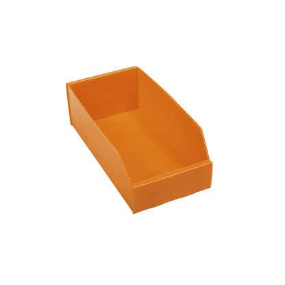 Plastic shelf bin, folding, LxWxH 300x150x100 mm, orange, pack of 25.