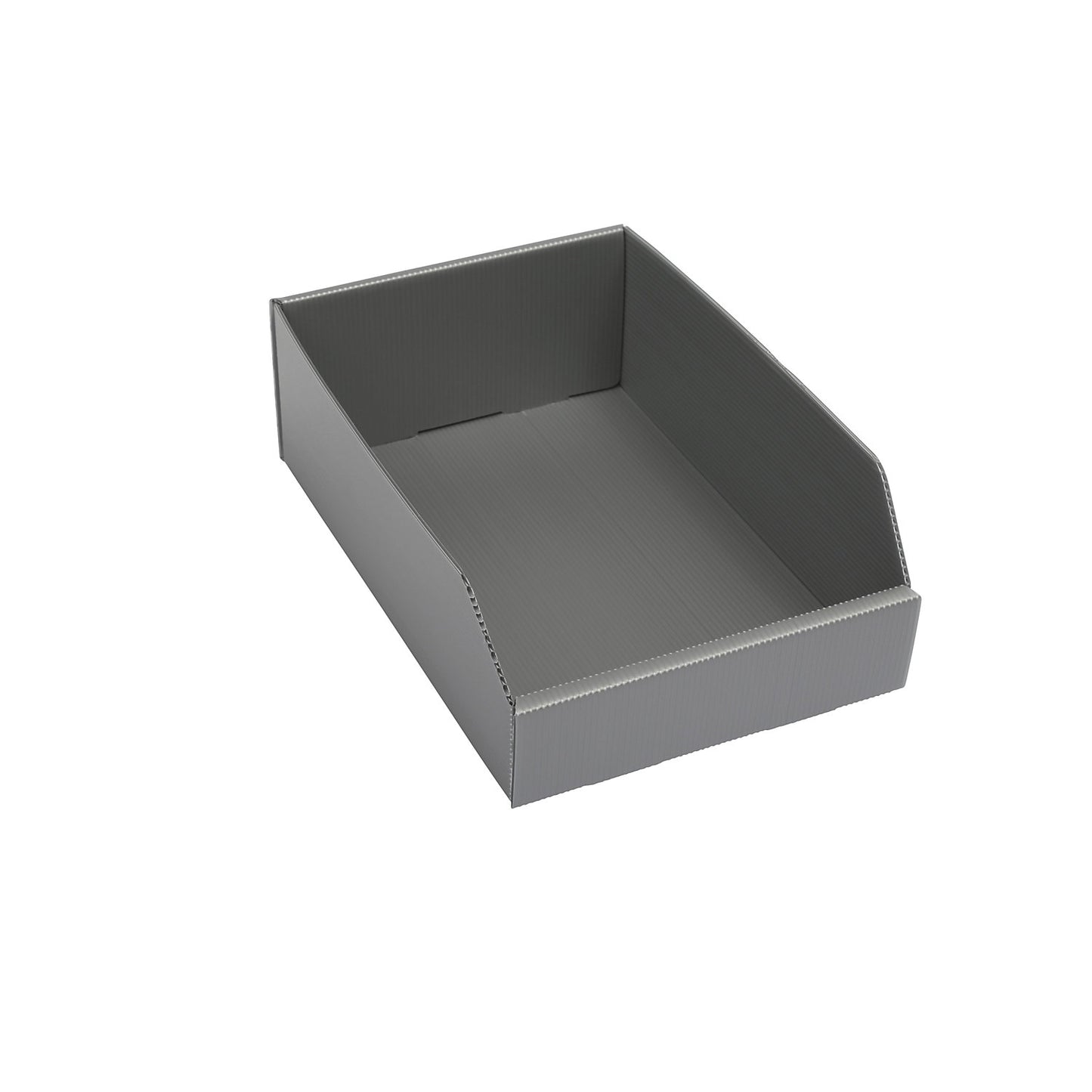 Plastic shelf bin, folding, LxWxH 300x200x100 mm, silver grey, pack of 25.