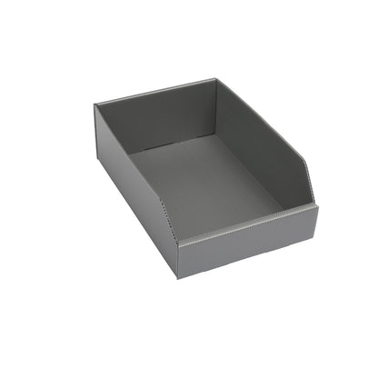 Plastic shelf bin, folding, LxWxH 300x200x100 mm, silver grey, pack of 25.
