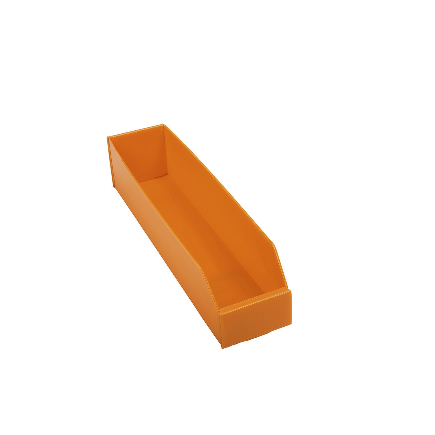 Plastic shelf bin, folding, LxWxH 450x100x100 mm, orange, pack of 25.