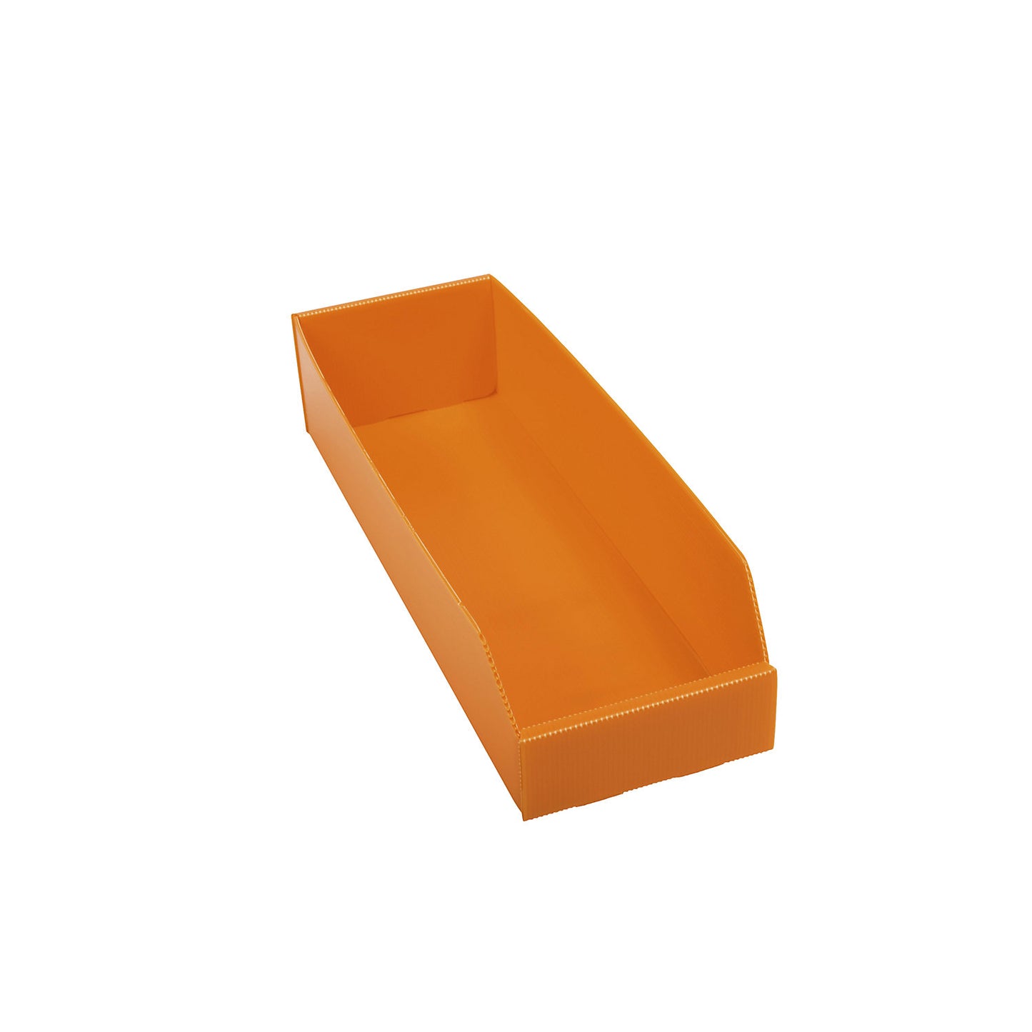 Plastic shelf bin, folding, LxWxH 450 x 150 x 100 mm, orange, pack of 25.