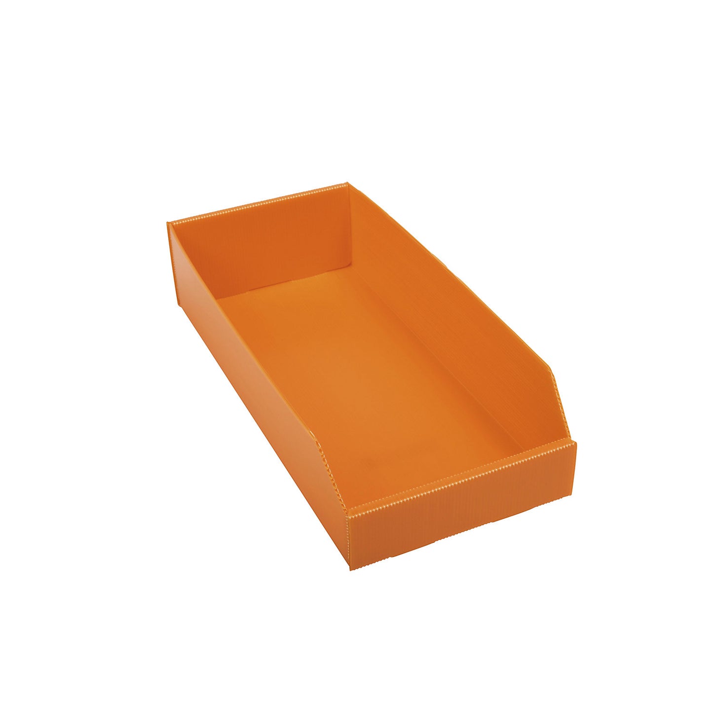 Plastic shelf bin, folding, LxWxH 450 x 200 x 100 mm, orange, pack of 25.