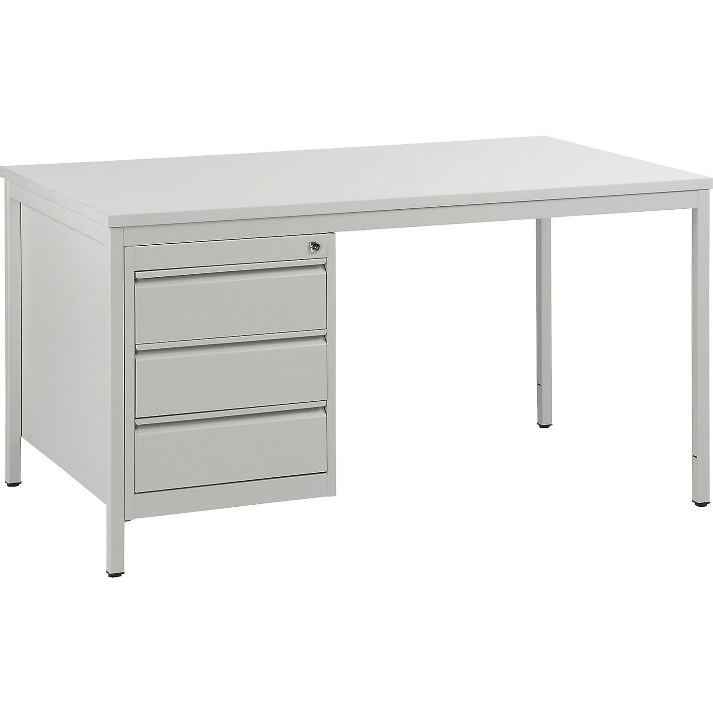Foreman's desk, light grey, drawers 3 x 140 mm, WxD 1400 x 800 mm.