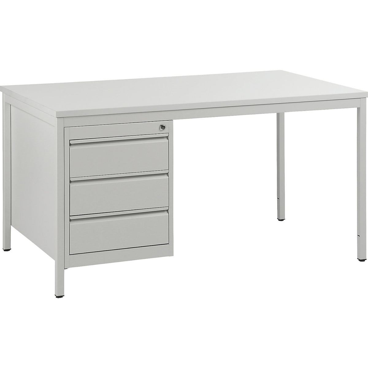 Foreman's desk, light grey, drawers 3 x 140 mm, WxD 1400 x 800 mm.