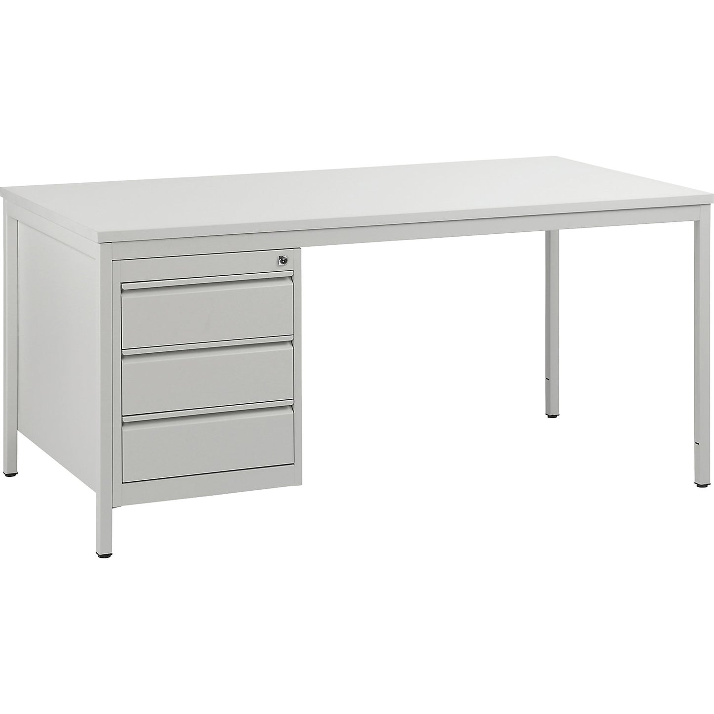 Foreman's desk, light grey, drawers 3 x 140 mm, WxD 1600 x 800 mm.