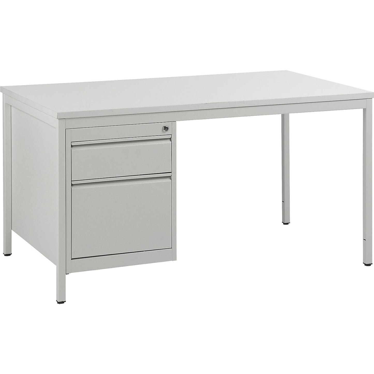 Foreman's desk, light grey, drawers 1 x 140 mm, 1 x 280 mm, WxD 1400 x 800 mm.