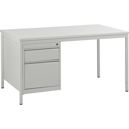 Foreman's desk, light grey, drawers 1 x 140 mm, 1 x 280 mm, WxD 1400 x 800 mm.
