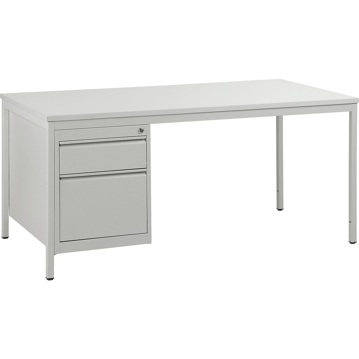 Foreman's desk, light grey, drawers 1 x 140 mm, 1 x 280 mm, WxD 1600 x 800 mm.