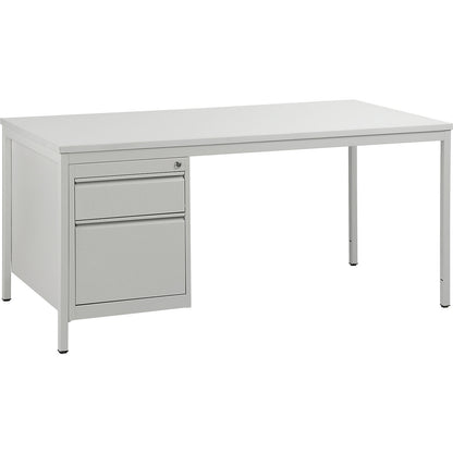 Foreman's desk, light grey, drawers 1 x 140 mm, 1 x 280 mm, WxD 1600 x 800 mm.