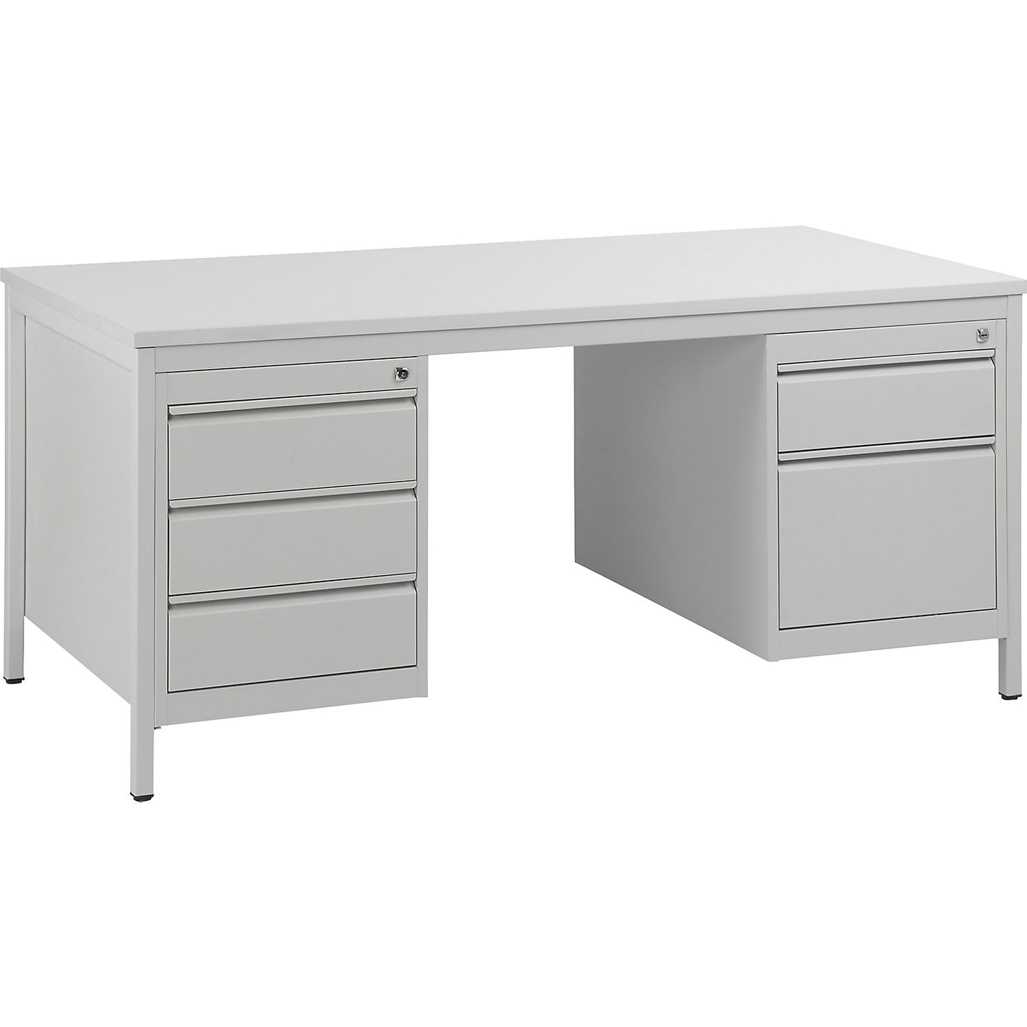 Foreman's desk, light grey, drawers 4 x 140 mm, 1 x 280 mm, WxD 1600 x 800 mm.
