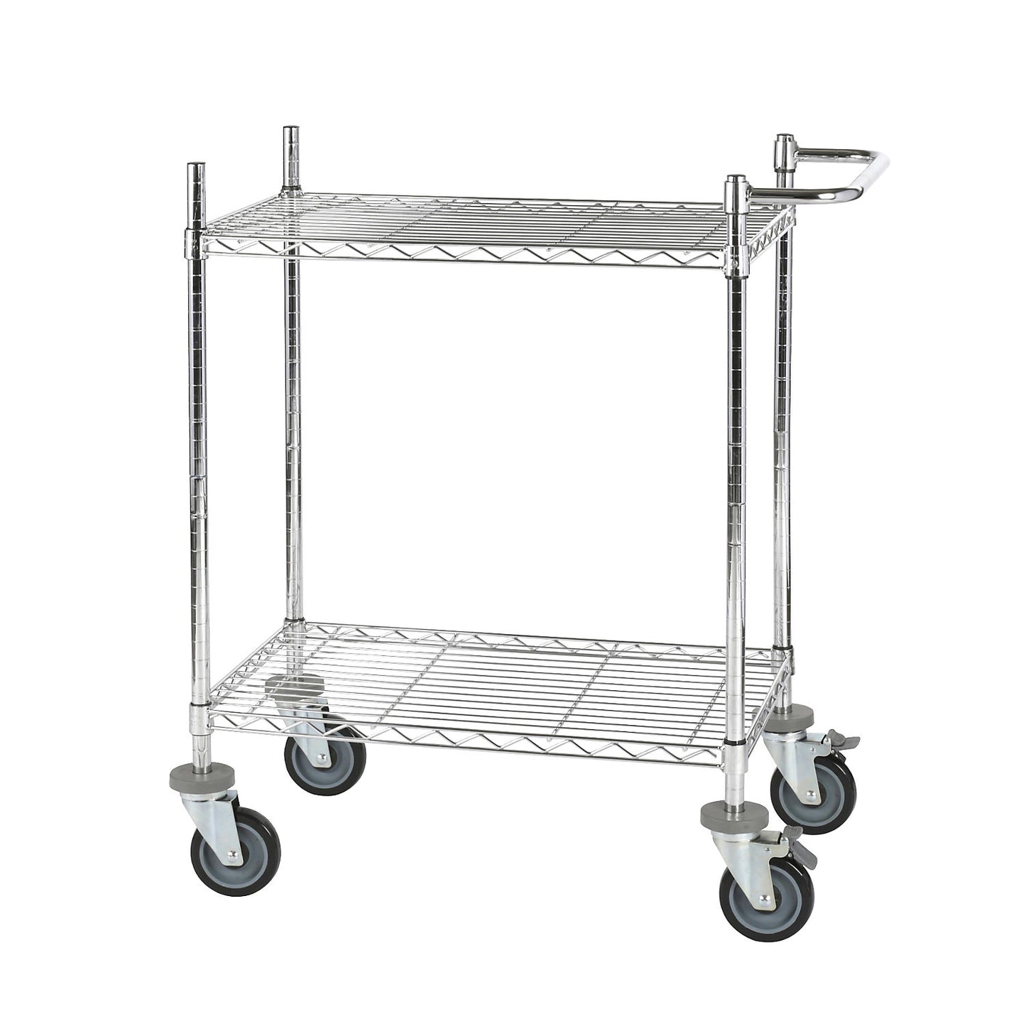 Wire mesh table trolley, chrome plated, with 2 shelves, LxWxH 760 x 460 x 1025 mm.
