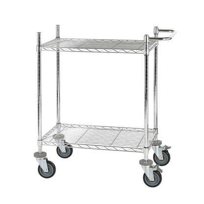 Wire mesh table trolley, chrome plated, with 2 shelves, LxWxH 760 x 460 x 1025 mm.