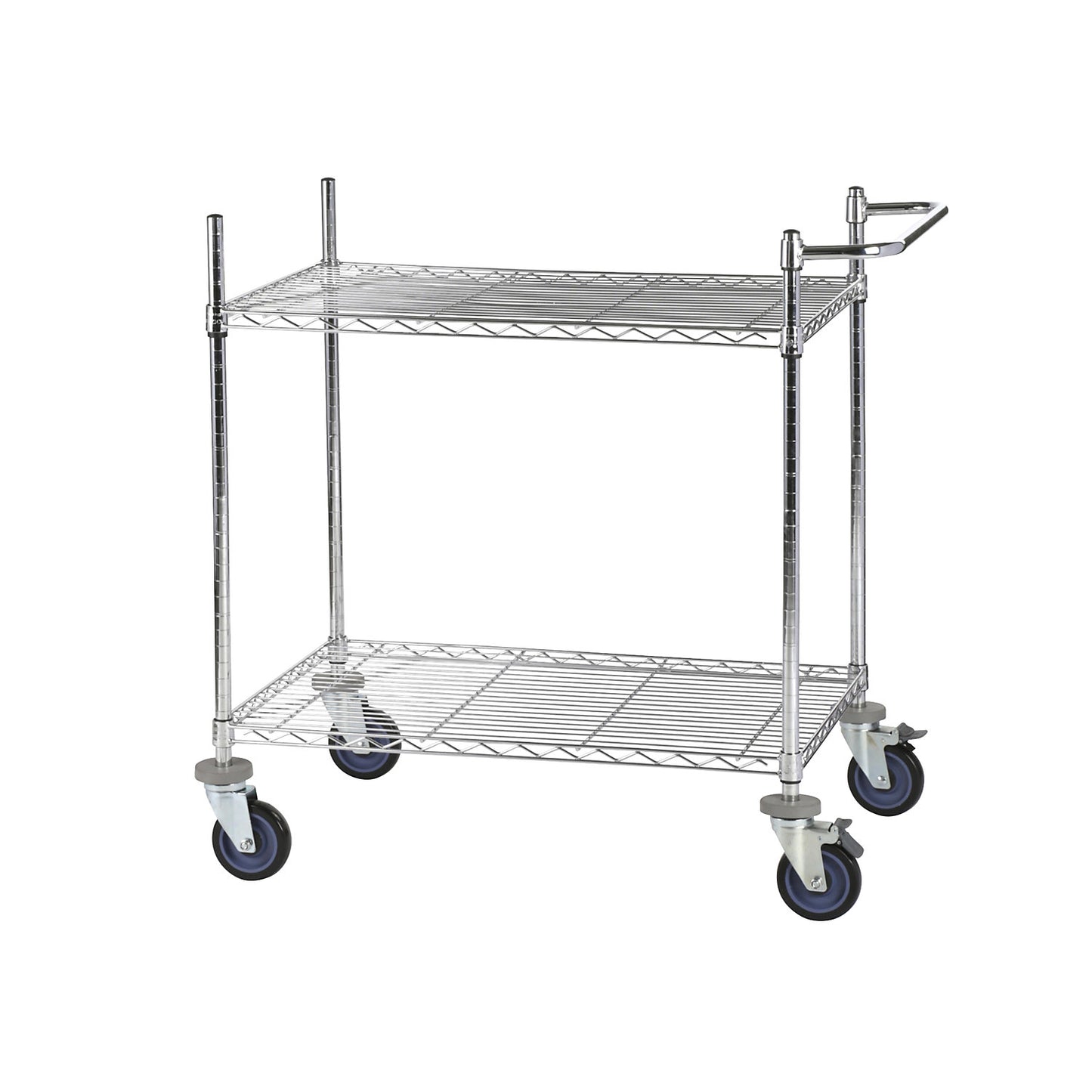 Wire mesh table trolley, chrome plated, with 2 shelves, LxWxH 910 x 610 x 1025 mm.