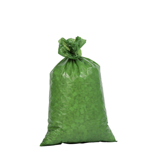 Waste sacks, LDPE, 70 l, 60 µm, WxL 575 x 1000 mm, pack of 250, green.